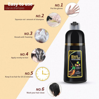 3 in 1 Black Hair Dye Shampoo (Pack of 2)